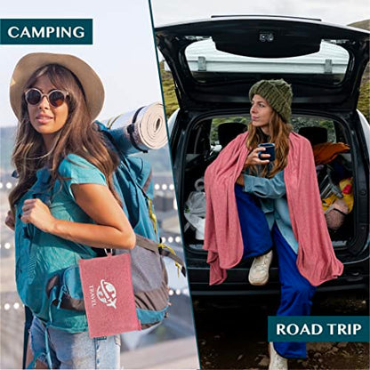 PAVILIA Soft Travel Blanket, Compact Airplane Blanket in Bag, Portable Blanket Pillow Set, Lightweight and Packable Plane Flight Car Trips Travel Home Office Gift Accessories, Pink, 65x40 inches - color: Pink
