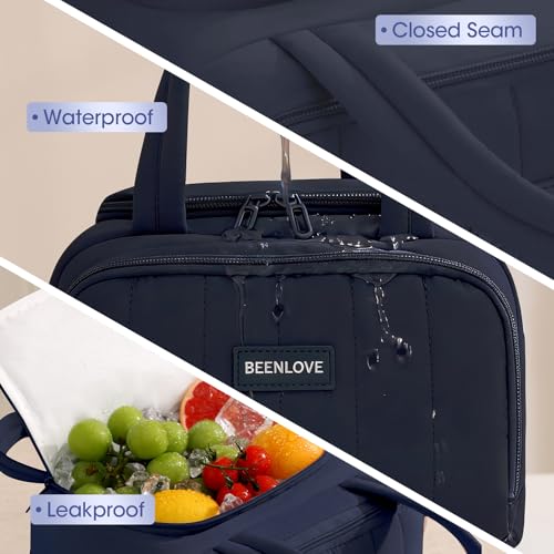 Lunch Box for Women 7L Soft Insulated Lunch Bag Reusable Leakproof Lunch Cooler for Work Meal Picnic Hiking Navy Blue - color: Navy Blue
