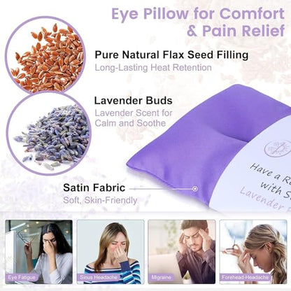 SuzziPad Lavender Eye Pillows for Relaxation with Aromatherapy, Weighted Mask for Sleeping, Hot & Cold Therapy Compress for Dry Eyes, Yoga Meditation Pillow, Purple, 6 Packs