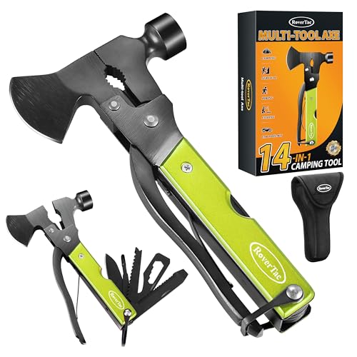 Christmas Gifts for Men Dad, RoverTac Multitool Axe for Mens Gifts, Gifts for Dad Husband Dad Boyfriend, Christmas Gifts Mens Stocking Stuffers-14 in 1 Multi Tool Axe Hatchet - color: Green