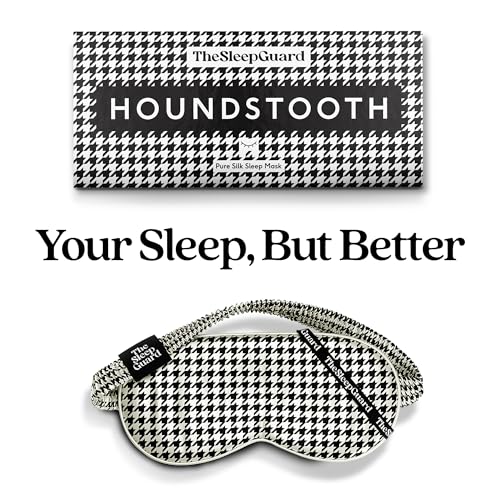 TheSleepGuard Pure Silk Sleep Mask [100% 6A Mulberry Silk, 22 Momme] Light Blocking Travel Essentials. Eye Masks for Sleeping. Black Oeko-Tex Blindfold. Eye Covers for Men & Women - color: Houndstooth