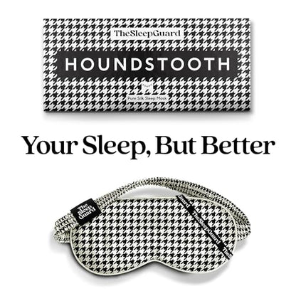 TheSleepGuard Pure Silk Sleep Mask [100% 6A Mulberry Silk, 22 Momme] Light Blocking Travel Essentials. Eye Masks for Sleeping. Black Oeko-Tex Blindfold. Eye Covers for Men & Women - color: Houndstooth