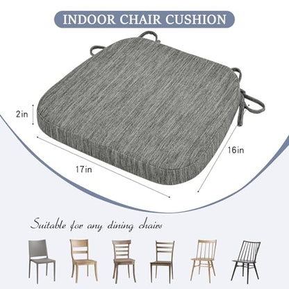baibu Kitchen Chair Cushions, Dual-Layer Patented Design Molded Memory Foam Dining Chair Pads with Ties and Washable Cover, 17" x 16" x 2", Grey - color: Grey, size: 1 Count (Pack of 1)