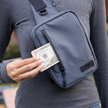 KIWIFOTOS Travel Crossbody Bag for iPhone 17 Daypack Chest Shoulder Bag for iPhone 16 15 14 13 Pro Max Samsung S25 S24 Pixel 9 iPad mini Walking Bag - color: Gray Sling Bag
