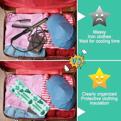 Shappy 2 Pcs Heat Resistant Hair Tools Bag Curling Iron Travel Case Cover Neoprene Flat Iron Holder Travel Case and Silicone Mat Pouch for Hot Hair Tools Storage Organizer(Cactus Style) - style: Cactus Style