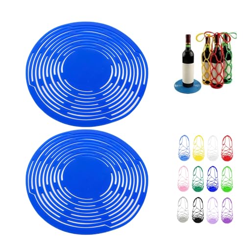 Multi-Use Silicone Storage Bag & Organizer,Multifunctional Mesh Coaster,Silicone Wine Carrier,Reusable, Foldable, Portable Coaster for Wine Bottles, Cans, Cups, Hot Dishes,and Beverages(2pcs Blue) - color: Blue Xin