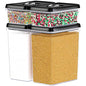 DWËLLZA KITCHEN Large Airtight Food Storage Containers - Clear Plastic Bulk Food Pantry & Kitchen Storage Containers for Flour, Sugar and Baking Supplies 4 Pcs. BPA-Free, Keeps Fresh & Dry (Black) - color: 07 - 3.8 liters & 0.77 liter (Set of 4)