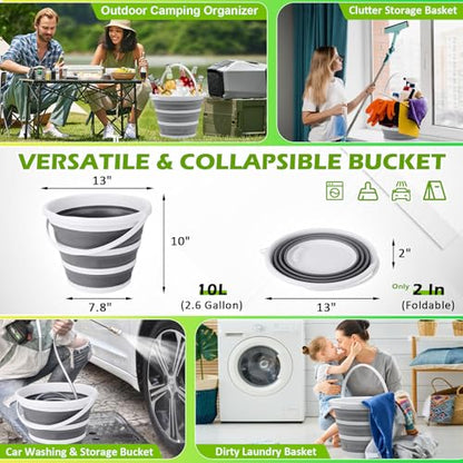 Folding Fish Cleaning Table with Collapsible Bucket, Portable Outdoor Fillet Station Camping Sink Table with Faucet, Drainage Hose & Sprayer, Grid Rack, Knife Groove for Picnic Fishing