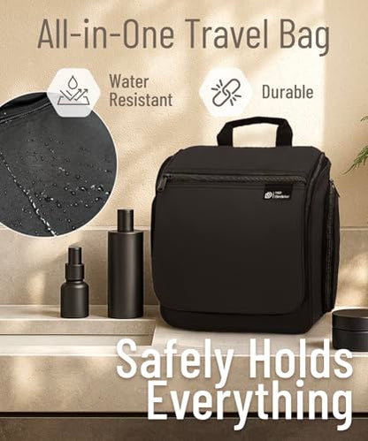 D&D Wanderlust D&D Hanging Travel Toiletry Bag for Men and Women – Cosmetics, Makeup and Toiletries Organizer Kit with 10 Compartments - color: 2 Pack Black