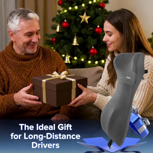 Lumbar Support Pillow for Car with Headrest, Memory Foam Cushion for Back & Neck Support, Muscle Fatigue Relief, Full-Length S-Curve Support for Long Drives, Fits Cars, SUVs, Trucks