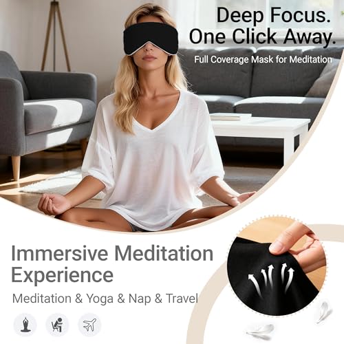 Soft Reversible Cotton Eye Mask, Obsidian Black&Grey Full-Coverage Adjustable Breathable Wrap, Ultra-Light Total Blackout Blindfold for Travel Nap, Ready-to-Gift Set for Women Men Couples Adults - color: Obsidian Black