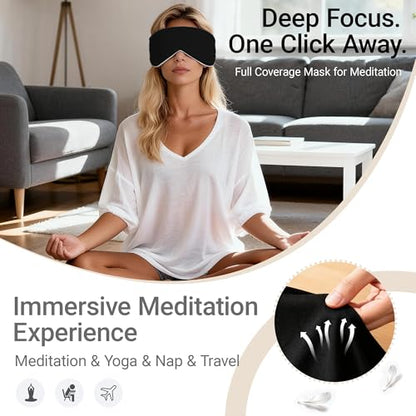 Soft Reversible Cotton Eye Mask, Obsidian Black&Grey Full-Coverage Adjustable Breathable Wrap, Ultra-Light Total Blackout Blindfold for Travel Nap, Ready-to-Gift Set for Women Men Couples Adults - color: Obsidian Black