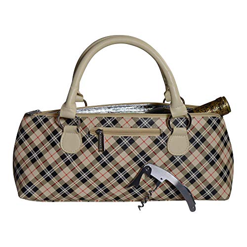 Primeware Wine Clutch Bag Thermal Insulated Wine Carrier Tote Holds Red and White Wine 750 Milliliter Bottle Includes Portable Waiter Style Corkscrew - color: Tan Birmingham