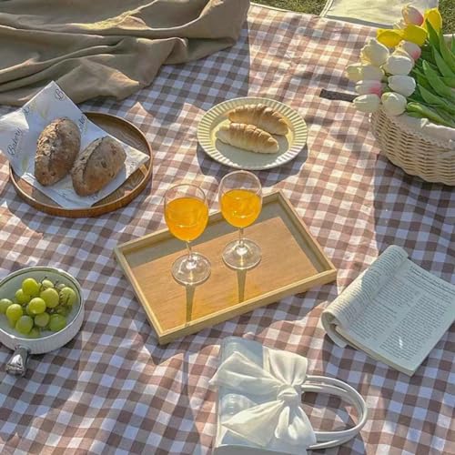 LRUUIDDE Oversize Picnic Beach Blanket, 80''x60'' Outdoor Waterproof Foldable Sandproof Blankets Plaid Picnic Mat for Beach Camping on Grass Picnic Blankets (Brown, 80x60in) - color: Brown 1, size: 5' x 6'8" (Rectangular)