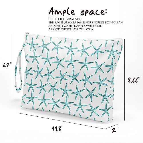 Fokongna Travel Makeup Bag - Wet Dry Bag for Swimsuit, Beach Pool Diapers, Dirty Yoga Gym Clothes - Zipper Pouch for Women, Sister, Friends - Ocean Sea Shells Beach Starfish - color: Starfish 06