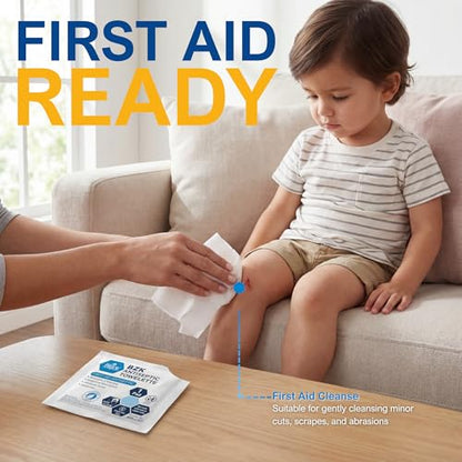MED PRIDE BZK Antiseptic Towelettes, Individually Wrapped First Aid Cleansing Wipes, Alcohol-Free, Non-Sterile, Single Use, For Skin Cleansing & Prep (100, 5'' x 7'') - size: 1 Count (Pack of 100)
