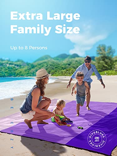 OCOOPA Extra Large Beach Blanket, Sand Free, Large Oversized Camping Mat, Comfortable Parachute Nylon, Cozy& Chic, Compact& Light, 4 Stakes&1 Travel Bag, S09 - color: Purple, size: Large(1-4 persons)
