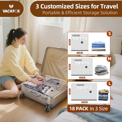 18 Pack Travel Vacuum Bags for Clothing with Electric Pump,Vacuum Travel Bags,Compression Packing Cubes for Luggage,Carry-on Space Saver Storage Bags for Cruise - style: 18 Vacuum Bags + Wirelwss Charging Pump