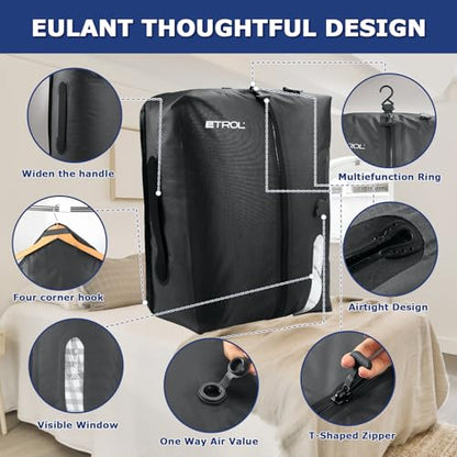 TPU Vacuum Bag for Travel, 70D Nylon Reusable Compression Bag with IP67 Waterproof Zipper, Compression Packing Cubes for Clothing, Space Saver Bags for Luggage and Backpack(Gray-1 PCS) - color: Gray-1 PCS
