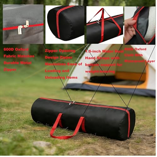 Extra Large 600D Oxford Waterproof Sports Duffle Bag | 2-Way Zippers | 47.2×14.9 Inch Large Foldable Storage Bag for Folding Bed, Mattress, Duvet, Camping Chair, Beach Umbrella (2 Pack) - size: 48*15 inch