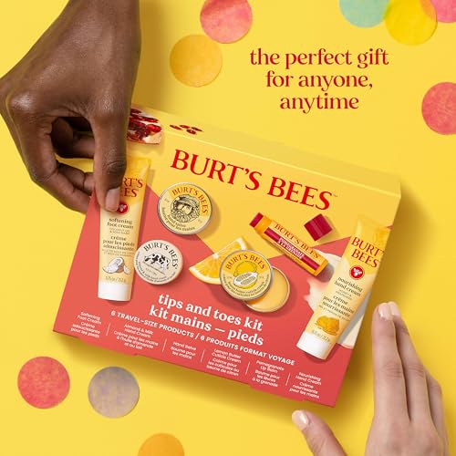 Burt's Bees Gifts Ideas, Tips and Toes Kit, 6 Travel Size Products - Pomegranate Moisturizing Lip Balm, 2 Hand Creams, Foot Cream, Cuticle Cream, and Hand Salve - size: 6 Count