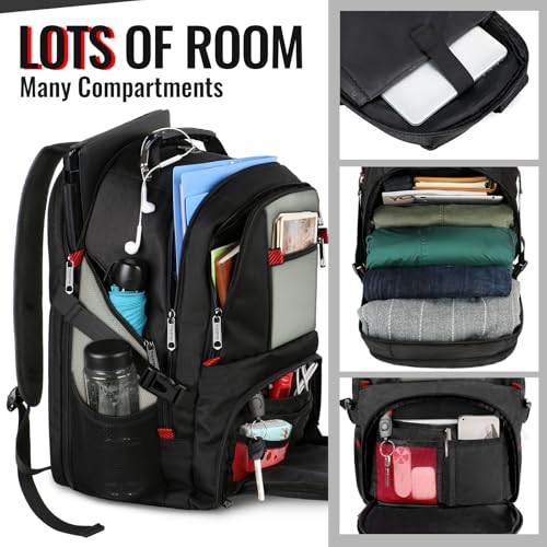 YOREPEK Large Backpack for Men, Extra Large Laptop Backpacks for Men Women, Water Resistant Travel Backpack Airline Approved Business Work Bag Fits 17 Inch Computer, Black - color: Grey, size: 17 Inch