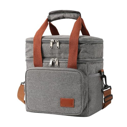 Yosoo Health Gear Insulated Lunch Bag 3 Layer Insulation Oxford Cloth Leakproof Cooler Bag with Adjustable Shoulder Strap, for Camping Travel Beach Picnic Work (grey)
