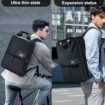 ZINZ Slim & Expandable Laptop Backpack 15.6 16 17 inch Travel Business Backpack Water-Resistant Daypack for Men and Women，Black - color: Black