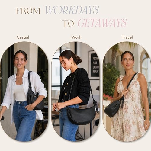 Mali&Lili Hobo Shoulder Bag for Women, Aria Convertible Crossbody Bags for Women, Vegan Leather purses, Shoulder Handbags - color: Black