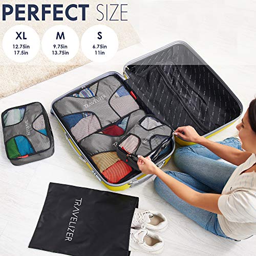 Travel Packing Cubes 5 pcs Luggage Organizer Set for Bag & Suitcase - color: Grey