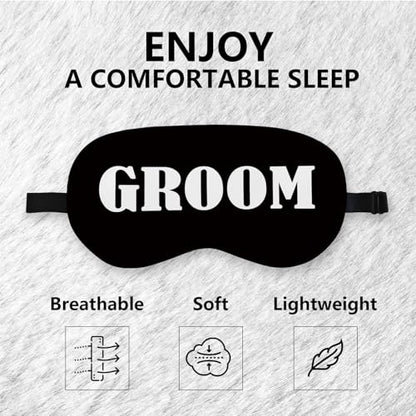 Groom Silk Eye Mask for Sleeping, Groom Black Eye Mask,Bachelorette Gifts Blindfold Adjustable Strap Night Sleep Mask for Bride Groom, Engagement Wedding Gifts Sleeping Mask Eye Cover - color: Black Groom