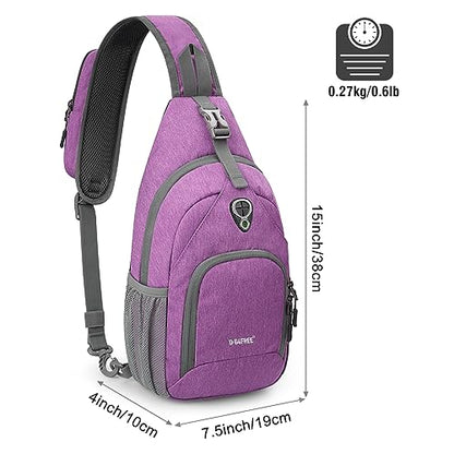 G4Free RFID Sling Bag Crossbody Backpack Small Chest Shoulder Bag Hiking Outdoor - color: Light Purple