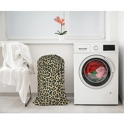 Swono Leopard Pattern Design Extra Large Travel Laundry Bag, Rip-Stop Dirty Clothes with Drawstring, Cheetah Skin Foldable Laundry bag Clothing Organization - color: Leopard Pattern Design