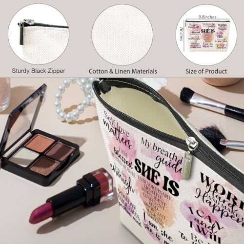 jeilink Positive Affirmations Makeup Bag Mental Health Motivational Inspirational Gifts for Female Sister Girl Friend Colleagues Coworker Birthday Friendship Mothers Day Nurse Day Travel Toiletry Bag - color: Multicolor634