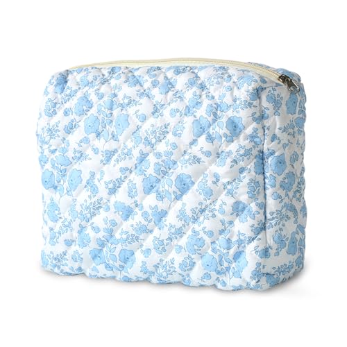Makeup Bag for Women Cosmetic Bag,Printed cotton material Cosmetic Bag,Makeup Pouch Cute Makeup Bag,Purse Zipper Storage Bag Floral Toiletry Organizer Bag for girls(Orchid) - color: Orchid