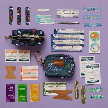 KeepGoing Small Travel First Aid Kit Kids – 60 Pc. Mini First Aid Kit for Purse, Diaper Bag, & Backpack with Latex-Free Bandages – 4 Oz., & 4.5 x 3.5 x 2 in, TSA-Approved - style: Woodland