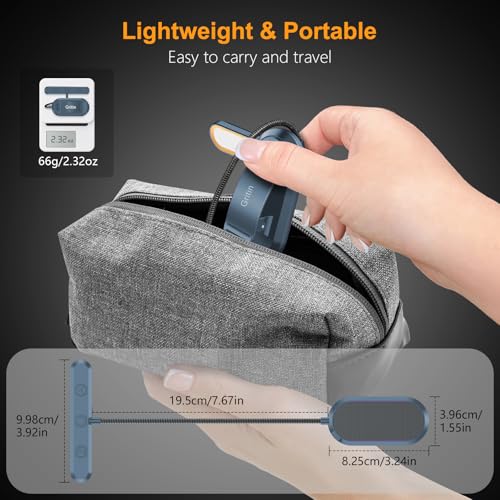 Gritin Rechargeable Book Light for Reading in Bed with 19 LED &Memory Function-Eye Caring 3 Color Temperatures,5 Brightness Levels,90 Hrs Runtime Flexible Goose Neck Clip on Light-Aquamarine - color: Aquamarine