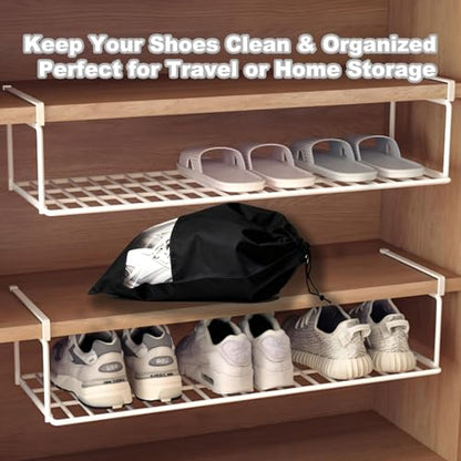 20 Pack Shoe Bags for Travel, 17" x 12.6" Drawstring Shoe Organizers with Clear Window, Breathable Non-Woven Dustproof Pouches for Luggage & Closet (Black) - color: Black