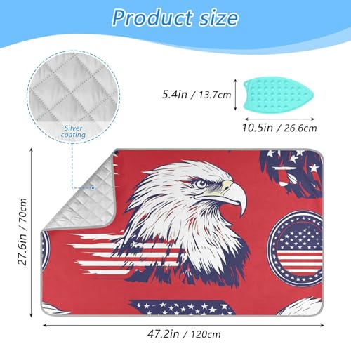 American Flag Bald Eagle Red Ironing Mat for Table top Portable Ironing Pad Blanket for Washer Dryer Countertop Travel - color: American Flag Bald Eagle Red