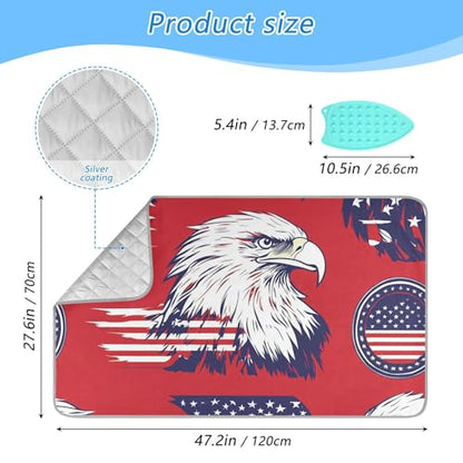 American Flag Bald Eagle Red Ironing Mat for Table top Portable Ironing Pad Blanket for Washer Dryer Countertop Travel - color: American Flag Bald Eagle Red