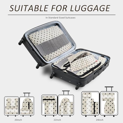 U+U 5 Set Packing Cubes for Travel Essentials Ultralight Luggage Packing Organizers with Laundry Bag and Shoe Bag for Vacation, Business Trip and Camping (Polka Dot) - color: Polka Dot