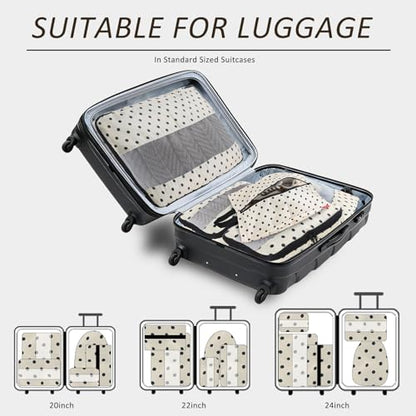 U+U 5 Set Packing Cubes for Travel Essentials Ultralight Luggage Packing Organizers with Laundry Bag and Shoe Bag for Vacation, Business Trip and Camping (Polka Dot) - color: Polka Dot