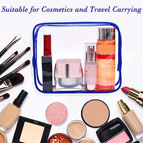 APREUTY Clear Makeup Bags, TSA Approved 6Pcs Cosmetic Makeup Bag Set Clear PVC with Zipper Handle Portable Travel Luggage Pouch Airport Airline Vacation (Blue) - color: Blue-6PCS(Large+Medium+Small)