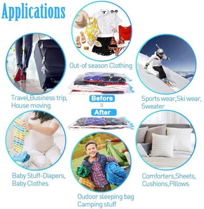 5 Pack Extra Jumbo Vacuum Storage Bags (51"x47"in Our Largest Size) Airtight Seal, Waterproof, Dustproof, for Clothes, Blankets, Comforters, Pillows, Bedding, Closet Organizing, Winter Storage.