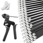 120 PCS 11.8 Inch Black Galvanized Steel Cable Ties with Metal Cable Tie Gun and Protective Gloves, Heavy Duty 304 Stainless Steel Zip Ties Self-Locking Steel Ties Fastening Tool Kit for Automotive - color: Black, size: 120PCS1.81x11.8 Inch