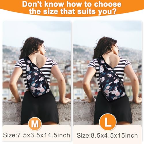 Pritent Crossbody Bags for Women Men Trendy Sling Bag Backpack Casual Chest Bag with Convertible Shoulder Strap - color: Floral Pattern, size: Large