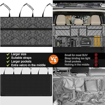 Femuar Car Trunk Organizer, Large Capacity Backseat Trunk Organizer (42"*18"), Collapsible Car Storage Bag with 8 Pockets, SUV/MPV/Truck - Grey - color: Grey