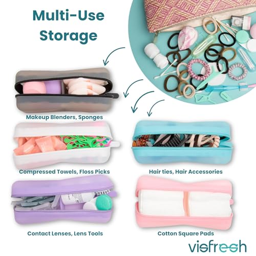 Cotton Pad Swab Travel Case, 2-in-1 Waterproof Organizer, VISFRESH (Clear) - color: Clear