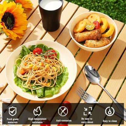Kyraton Camping Utensils - Travel & Picnic Mess Kit, Silverware Set Includes Knife, Spoon, Fork, Cup, Bowl, Plate - Camping Essentials for 2 - color: B. 2 Person