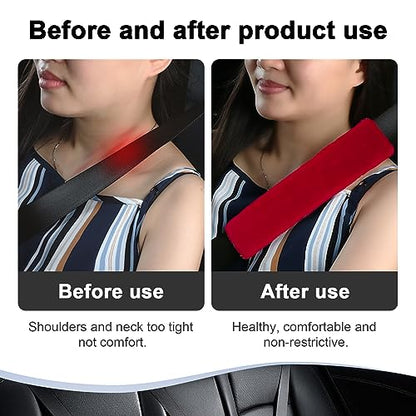 Ziciner 2 Packs Car Seatbelt Covers Shoulder Pad, Universal Soft Faux Sheepskin Shoulder Cover for Comfortable Driving, Fluffy Seat Belt Protector Help to Protect Your Neck and Shoulder (Wine Red) - color: Wine Red